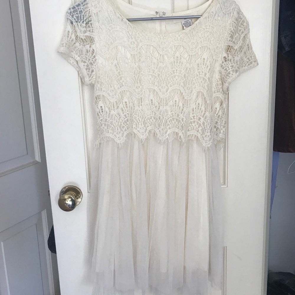 Ivory Dress with Lace Upper and Tulle Skirt